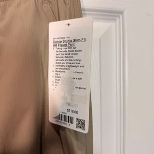 Lululemon Dance Studio Slim Fit HR Flare‎ Pant Khaki Tan Ruched Size L thumbnail 3