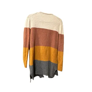 Madewell Colorblock Stripe Open Front Longline Cardigan Sweater Rust Cream Small thumbnail 2