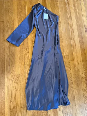 & Other Stories savoir Satin off shoulder Maxi Dress asymmetric 34 thumbnail 2