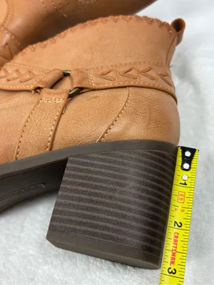 FRYE AND CO. Palma Stacked Tan Leather Western Ankle Heel Booties Size 9.5M thumbnail 7