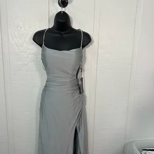 La Femme Silver Spaghetti Strap Backless Dress Size 2 NWT thumbnail 5