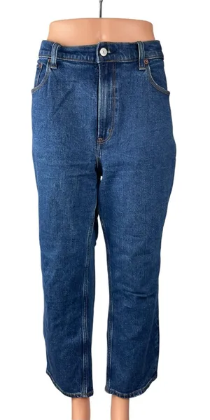 Abercrombie & Fitch The Ankle Straight Ultra High Rise Blue Denim Jeans Size 12 thumbnail 1