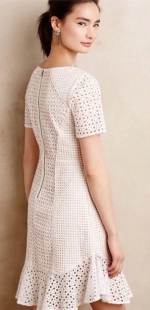 Anthropologie HD in Paris Georgia White Eyelet Lace Dress Sz 6 thumbnail 2