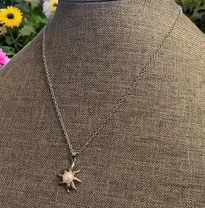 Vintage sun with genuine pear center pendant necklace thumbnail 3