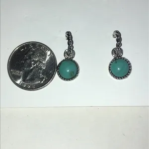 Elegant Silver Tone and Turquoise Color Boho Drop Earrings thumbnail 3
