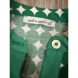 SAHRAAFRA 36 Green Polka Dot Maxi Dress Luxury thumbnail 5