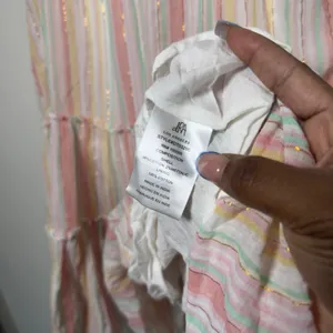 Anthropologie dRA Women Cotton Mini Dress Striped‎ Metallic Tiered Babydoll Boho thumbnail 8