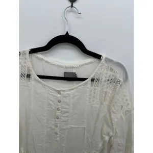 Vanessa Virginia Anthropologie White Lace Patchwork Boho Blouse XS Cottagecore thumbnail 5