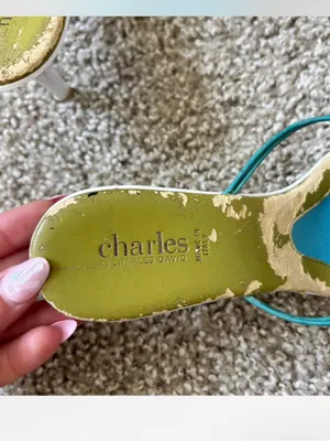 Charles David leather straps/ flower embellishments Vintage Kitten heels Y2K thumbnail 3