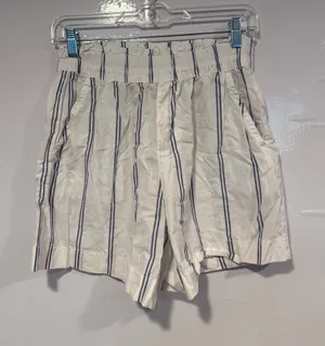 White & Navy Stripe Aerie‎ Boxer Casual Elastic-Waist Shorts thumbnail 1