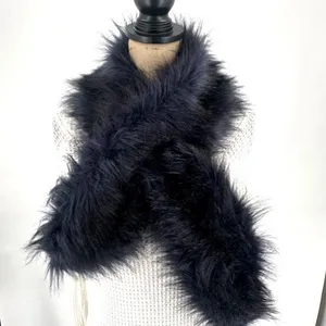 Club Monaco Faux Fur Pull Through Scarf Womens OS‎ Black Winter Collar Stole thumbnail 8