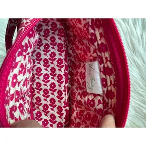 Vera Bradley Quilted Crossbody Bag in Dark Pink and White Floral Print thumbnail 5