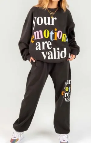 The Mayfair Group 'Your Emotions Are Valid' Sweatpant Joggers size S/M thumbnail 1