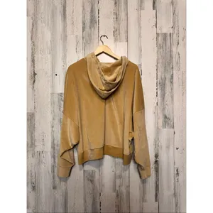 American Eagle Velour Hoodie Womens XXL Camel Beige Oversized Pullover Sweatshir thumbnail 2