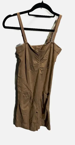 Tan Seamless‎ Mid Thigh Shapewear Bodysuit Firm Control XL Nude Brown thumbnail 1