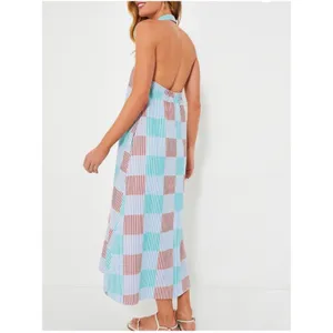 Tuckernuck Seersucker Halter Pocket Midi Dress Women's Sz Medium thumbnail 2
