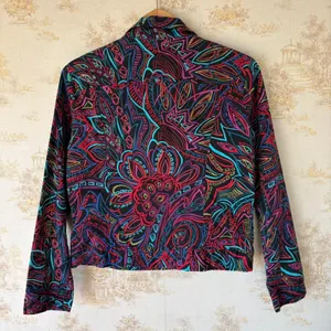 Vintage 90s Chicos Jacket Size 1 Womens M Abstract Floral Neon Art Teacher thumbnail 5