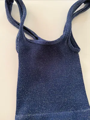 FREE PEOPLE MOVEMENT Navy XS/S Gold sparkle Ribbed Tank Top. thumbnail 6