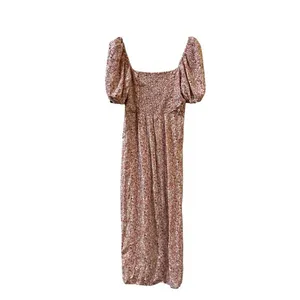 Astr The Label Puff Sleeve Front Slit Midi Dress In Pink‎ Multi Ditsy Size Large thumbnail 9