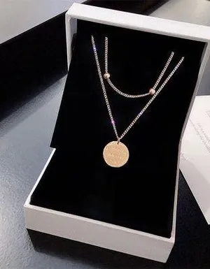 14K Rose Gold Plated Layered Pendant Necklace for Women thumbnail 3