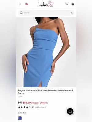 Lulus Women’s Elegant Allure Slate Blue One-Shoulder Sleeveless Midi Dress Size thumbnail 3