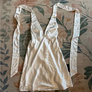 Lulu's Zimri White Satin Halter Mini Dress thumbnail 5