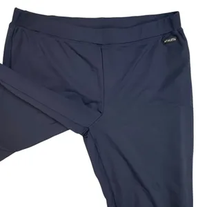 Athleta Womens Navy Blue Wide Leg Athletic Pants Size L‎ Zip Ankle Cuffs Stripe thumbnail 4