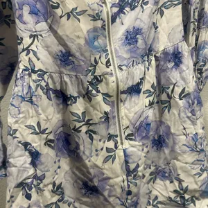 White Fox Boutique Floral Off-Shoulder Jumpsuit - Blue and White thumbnail 4