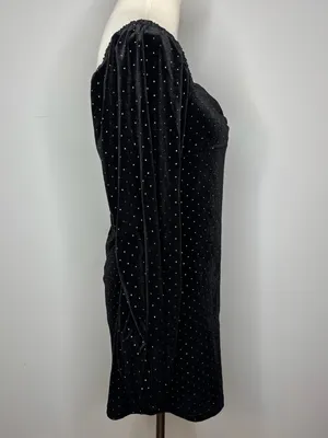 Forever 21 - Black Knit Long Sleeve Dress with Silver Studded Accents thumbnail 2