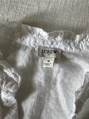 J. Crew White Clip Dot Ruffle Trim Popover Blouse - Small thumbnail 9