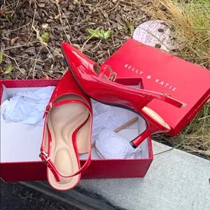 Kelly & Katie Glossy Red Slingback Heels thumbnail 8