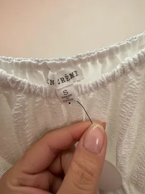 EN CRÈME White Textured Long Sleeve Smocked Waist Mini Dress‎ Size S thumbnail 3