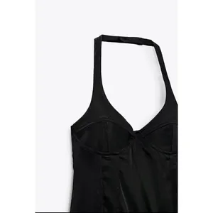 NEW ZARA Satin Bustier Mini Dress Black LARGE thumbnail 10
