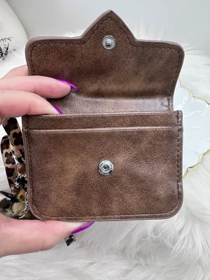 Elevate your everyday essentials with this chic brown card case keychain set. Fe thumbnail 4