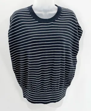 Banana Republic Factory Sweater Women’s M Navy Stripe Forever Dolman Sleeve Top thumbnail 1