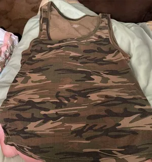Bobbie Brooks Ribbed Camo Tank in Brown and Olive thumbnail 1