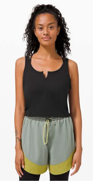 Lululemon Cropped Henley Tank Top Black activewear loungewear yoga Pilates gym thumbnail 1