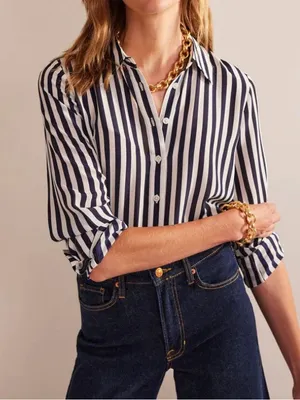 Boden Sienna Stripe 100% Silk Shirt Button Down Blouse Top US 2R thumbnail 1