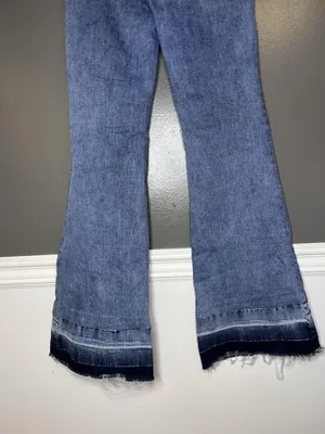Good American Good Legs Flare Jeans Womens 6/28 Medium Wash Frayed Hem Denim thumbnail 7