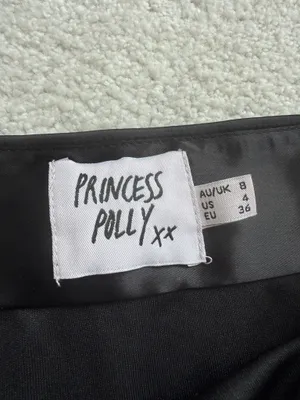 Princess Polly Black Satin Mini Skirt with Lace Trim thumbnail 2