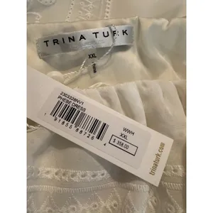 TRINA TURK NWT Phebe One-Shoulder Tier Ruffle White Eyelet Mini Dress Classy XXL thumbnail 4