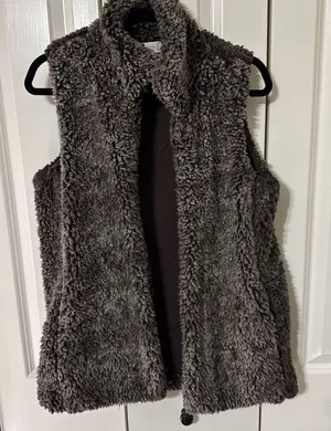 Altar'd State Women's Long Open Sherpa Vest Size Small Brown Pockets thumbnail 1