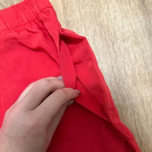 Pomandere | NWT Women's Red Linen Elastic Waist Straight‎ Leg Pants, EU 40, US S thumbnail 4
