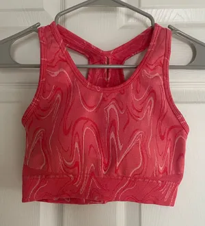 AYBL Red Pink‎ Marble-Print Racerback Sports Bra thumbnail 1