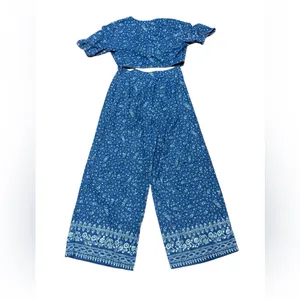 Free People Wild Heart Floral Wide Leg Pant Crop Top Set Sz‎ 10 thumbnail 3