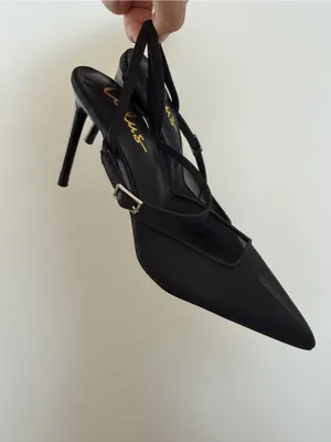 Lulu's Sleek Black Pointed Slingback Heels thumbnail 2