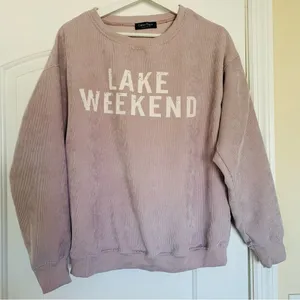 Coeur de Vague Boutique Euro-Inspired Lake Weekend Corduroy Sweatshirt | Size: M thumbnail 6