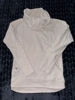 Lululemon Rest Day Pullover Light Pink Cowl Neck Zip Pockets Long Sleeve Size 6 thumbnail 1