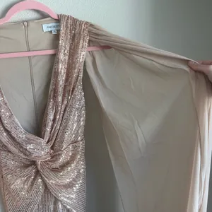 Elegant Sequin Maxi Gown with Sheer Cape Gold Size XS thumbnail 3