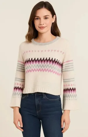 Solutions size L Fair Isle oversized casual sweater Pink Size L thumbnail 1